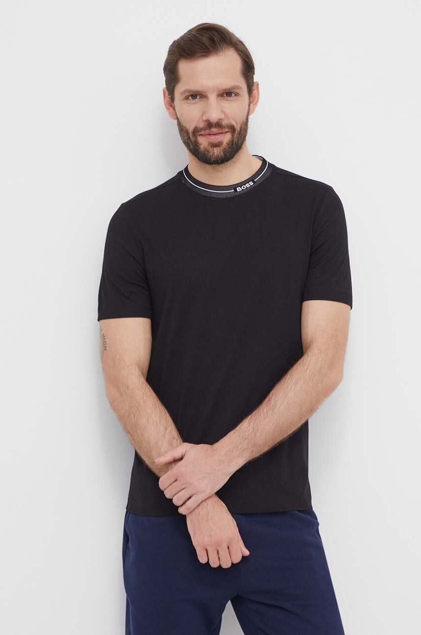 BOSS Green tricou din bumbac bărbați, culoarea negru, uni 50512867