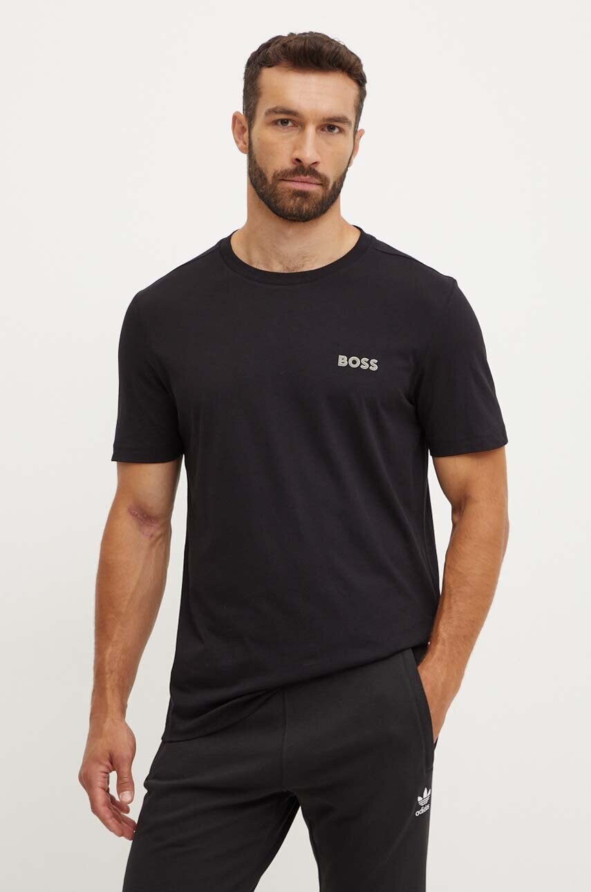 BOSS Green tricou din bumbac bărbați, culoarea negru, uni, 50515620