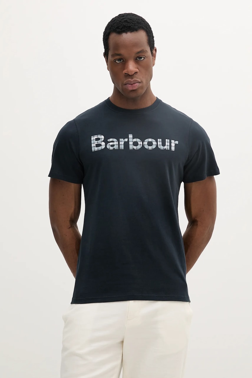 Barbour tricou din bumbac culoarea verde, cu imprimeu Barbour tricou din bumbac culoarea verde, cu imprimeu