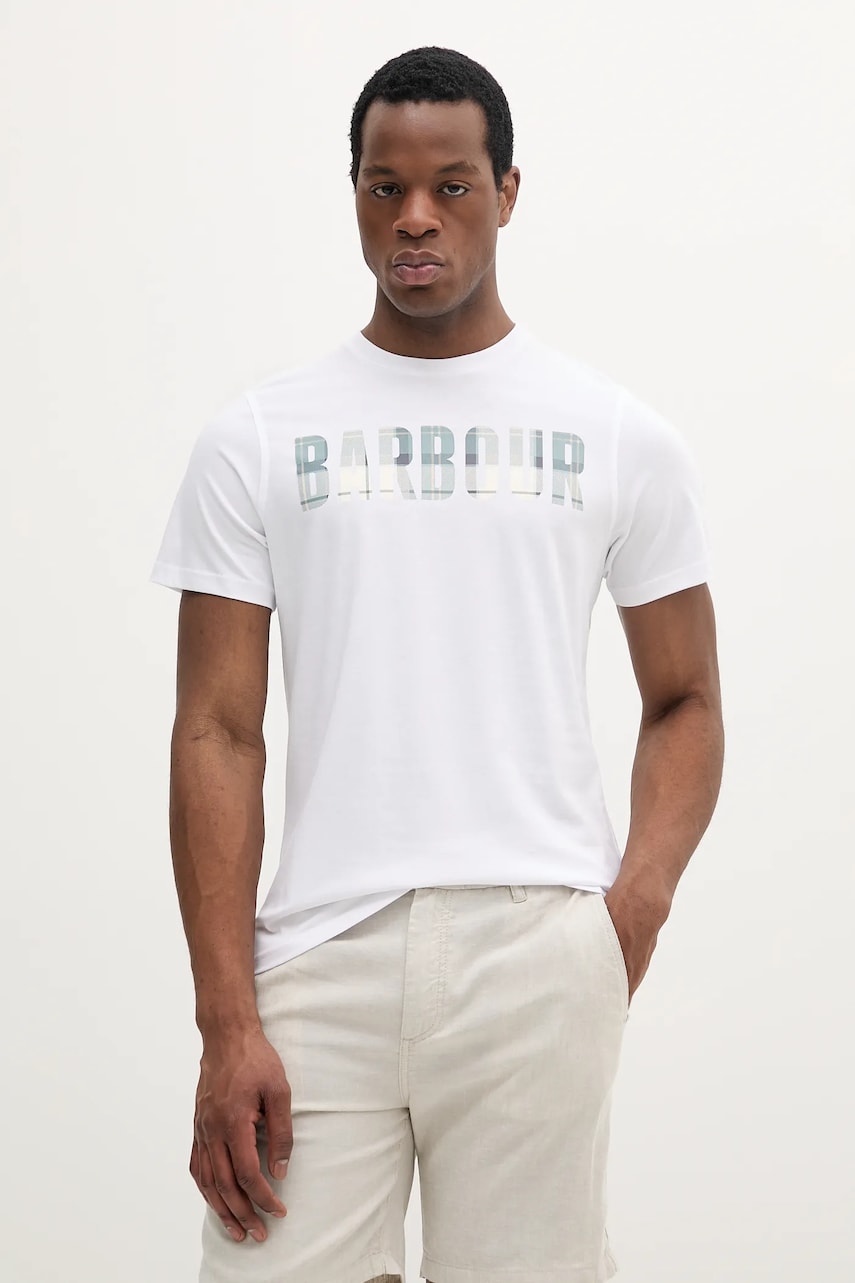 Barbour tricou din bumbac culoarea verde, cu imprimeu