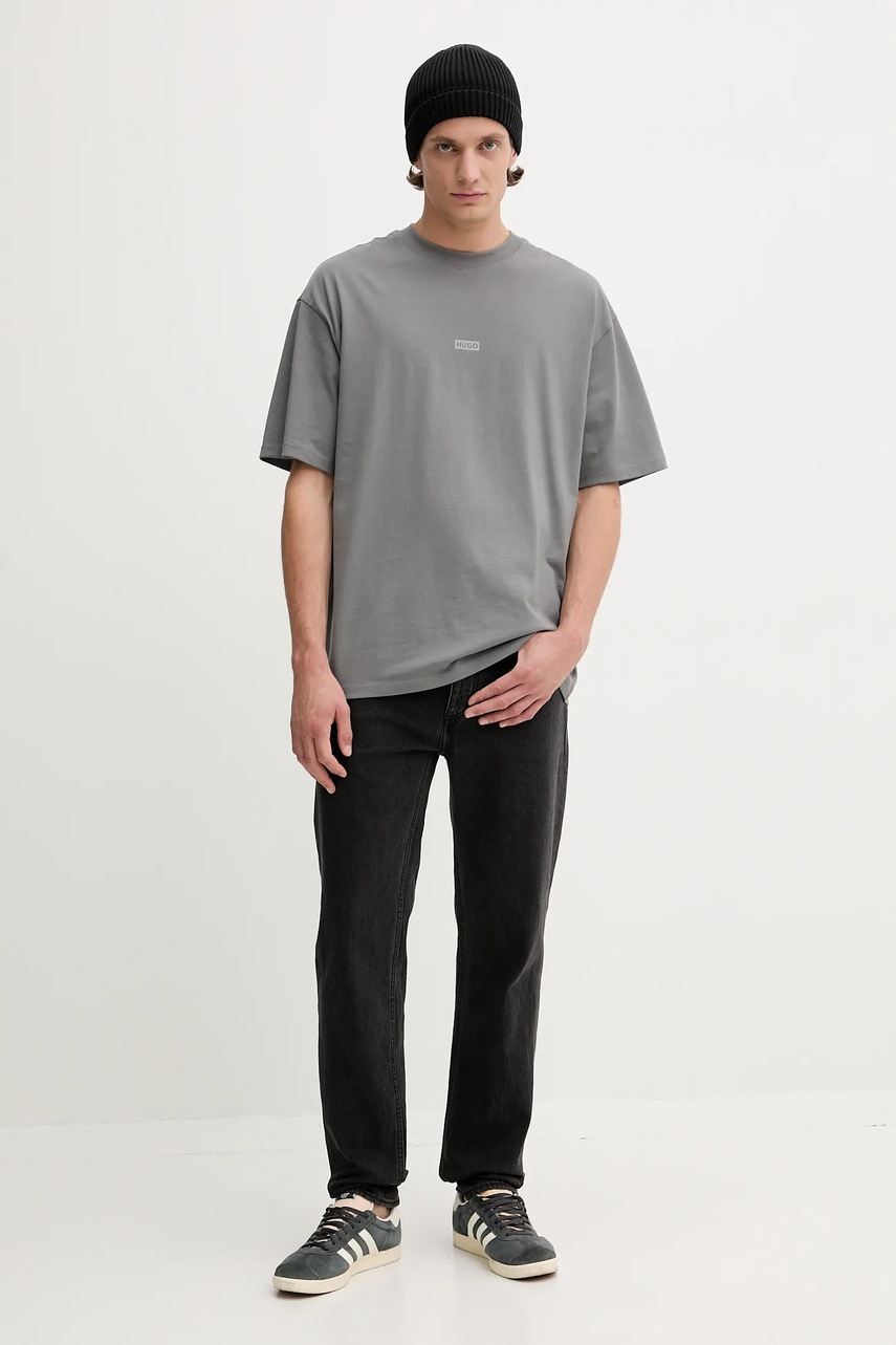 Хлопковая футболка Hugo Blue цвет розовый с принтом