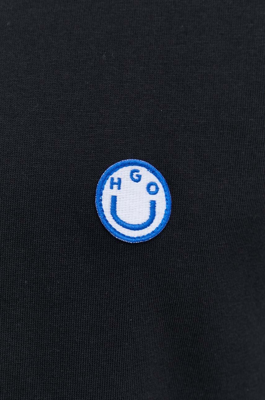 Βαμβακερό μπλουζάκι Hugo Blue San Jared-C ανδρικά, χρώμα: μαύρο φωτογραφία