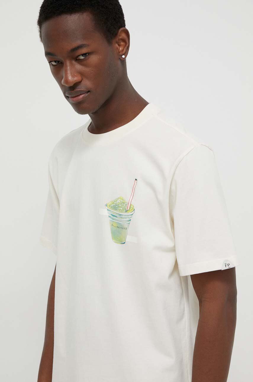 E-shop Bavlněné tričko Filling Pieces béžová barva, s potiskem