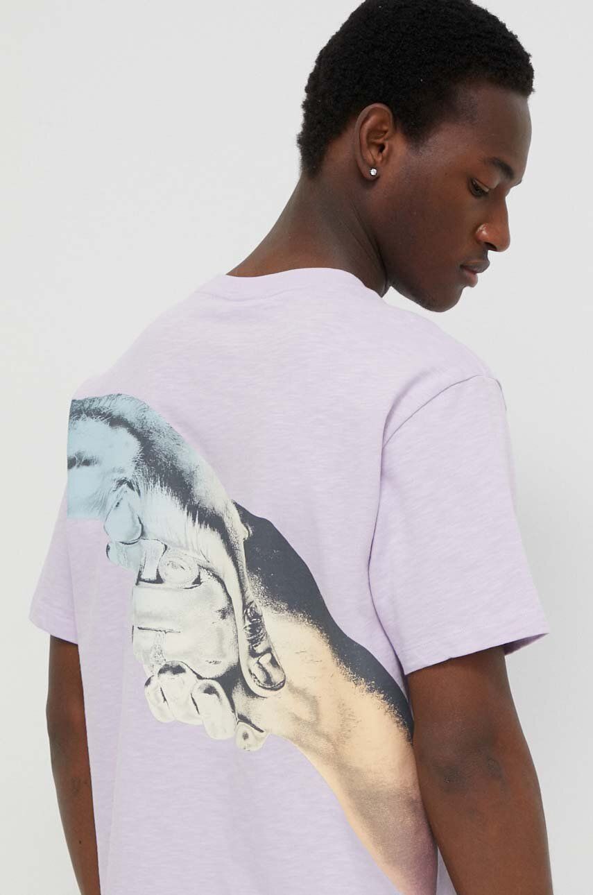 Bavlněné tričko Filling Pieces fialová barva, s potiskem, 74434051651