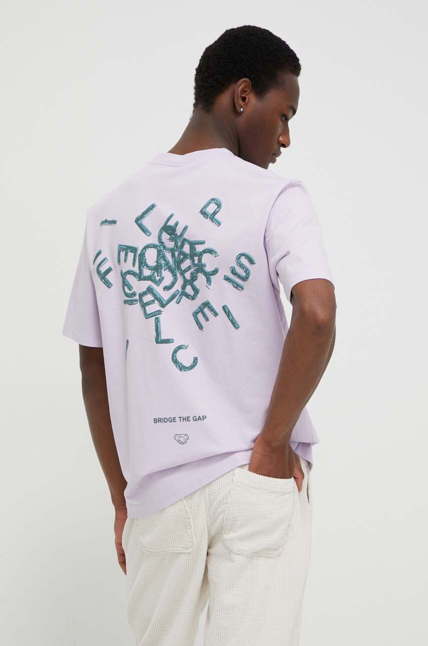 Levně Bavlněné tričko Filling Pieces fialová barva, s potiskem, 74405001651