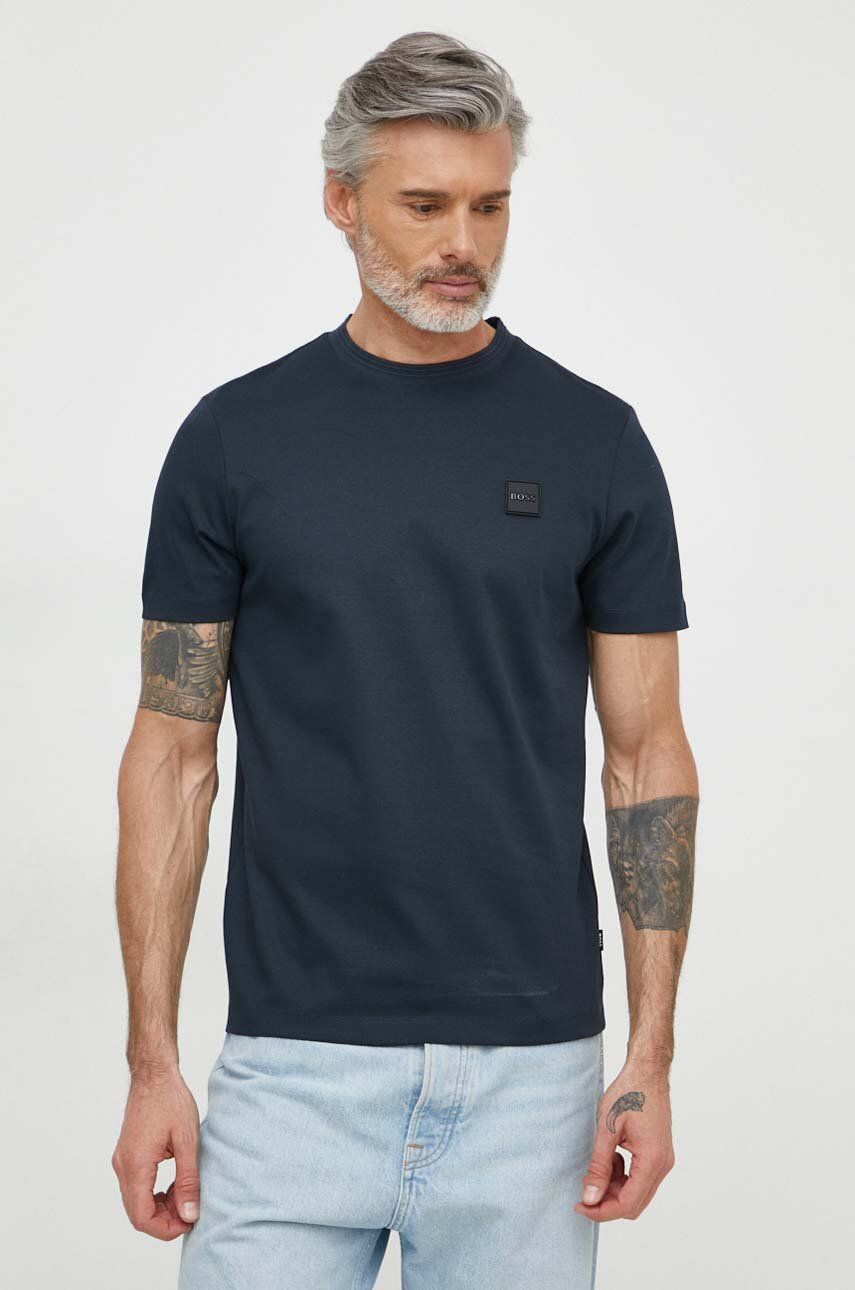 BOSS tricou bărbați, culoarea bleumarin, cu imprimeu 50515598