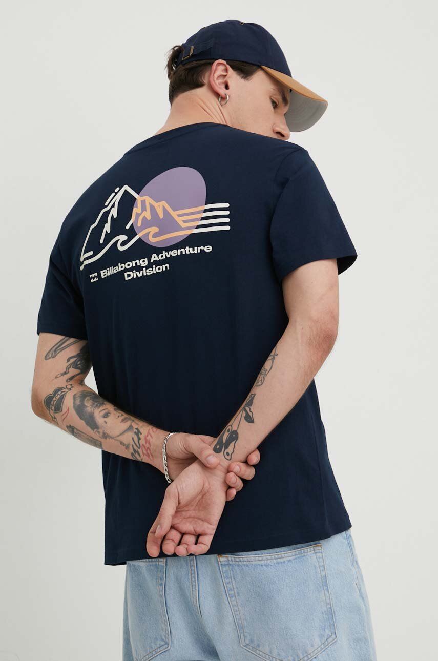 Billabong tricou din bumbac BILLABONG X ADVENTURE DIVISION barbati, culoarea albastru marin, cu imprimeu