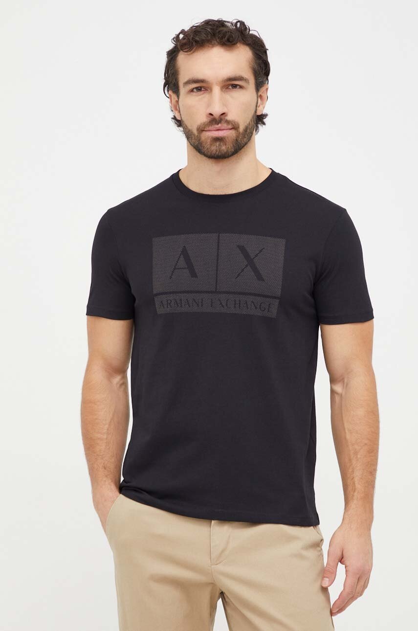 

Памучна тениска Armani Exchange в черно с принт 3DZTCE ZJ3VZ, Черен