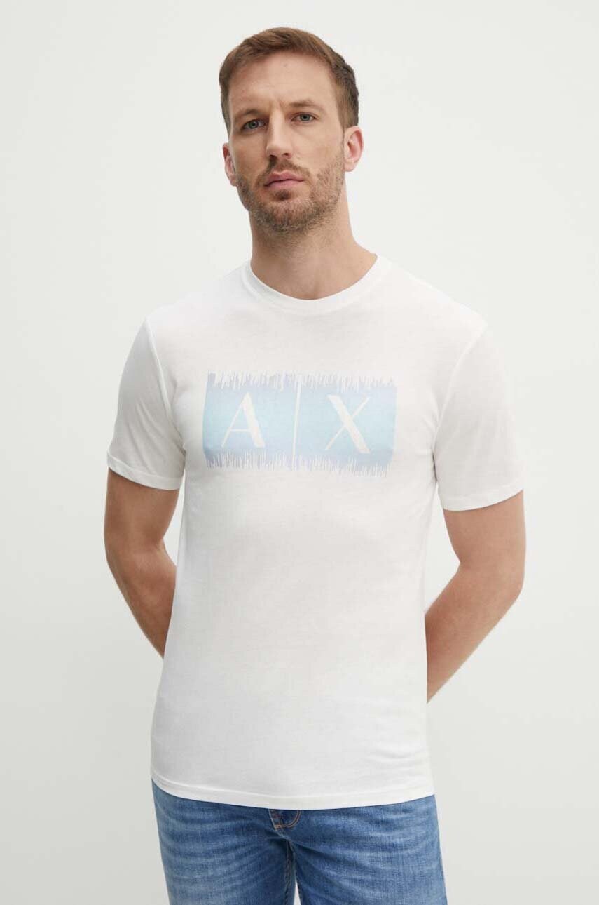 

Памучна тениска Armani Exchange в бежово с принт 3DZTJG ZJBYZ, Бежов