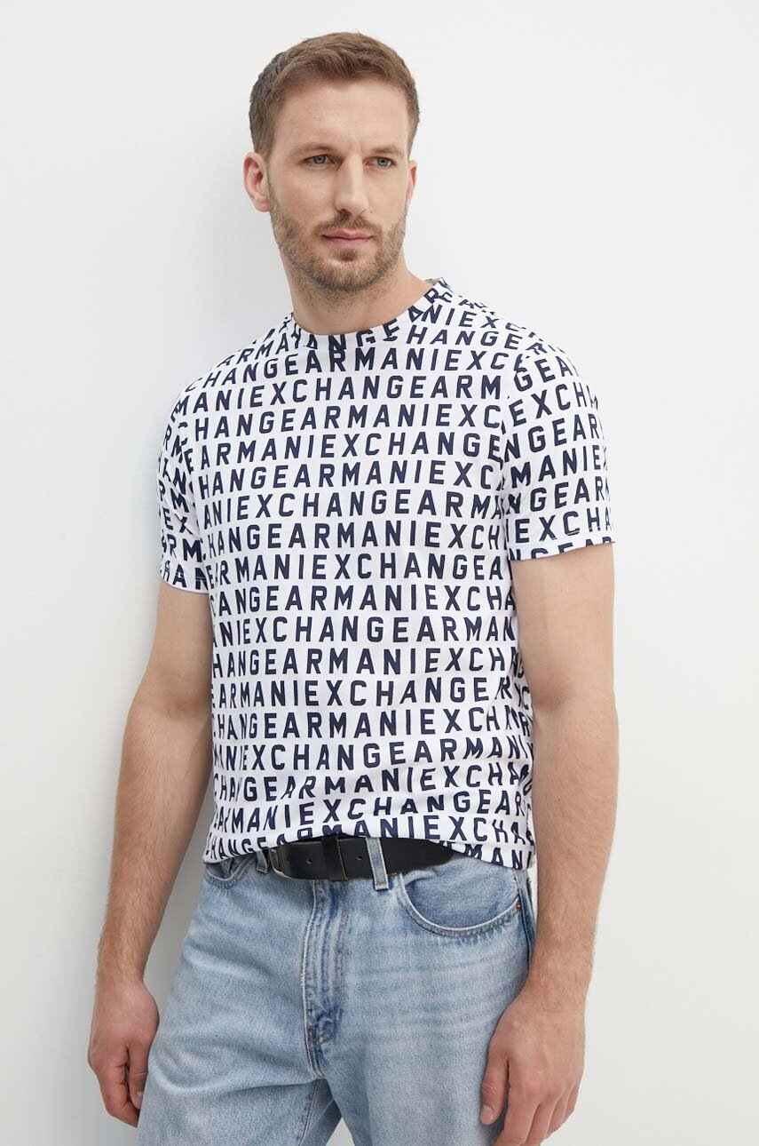 

Памучна тениска Armani Exchange в черно с десен 3DZTJW ZJH4Z, Бял