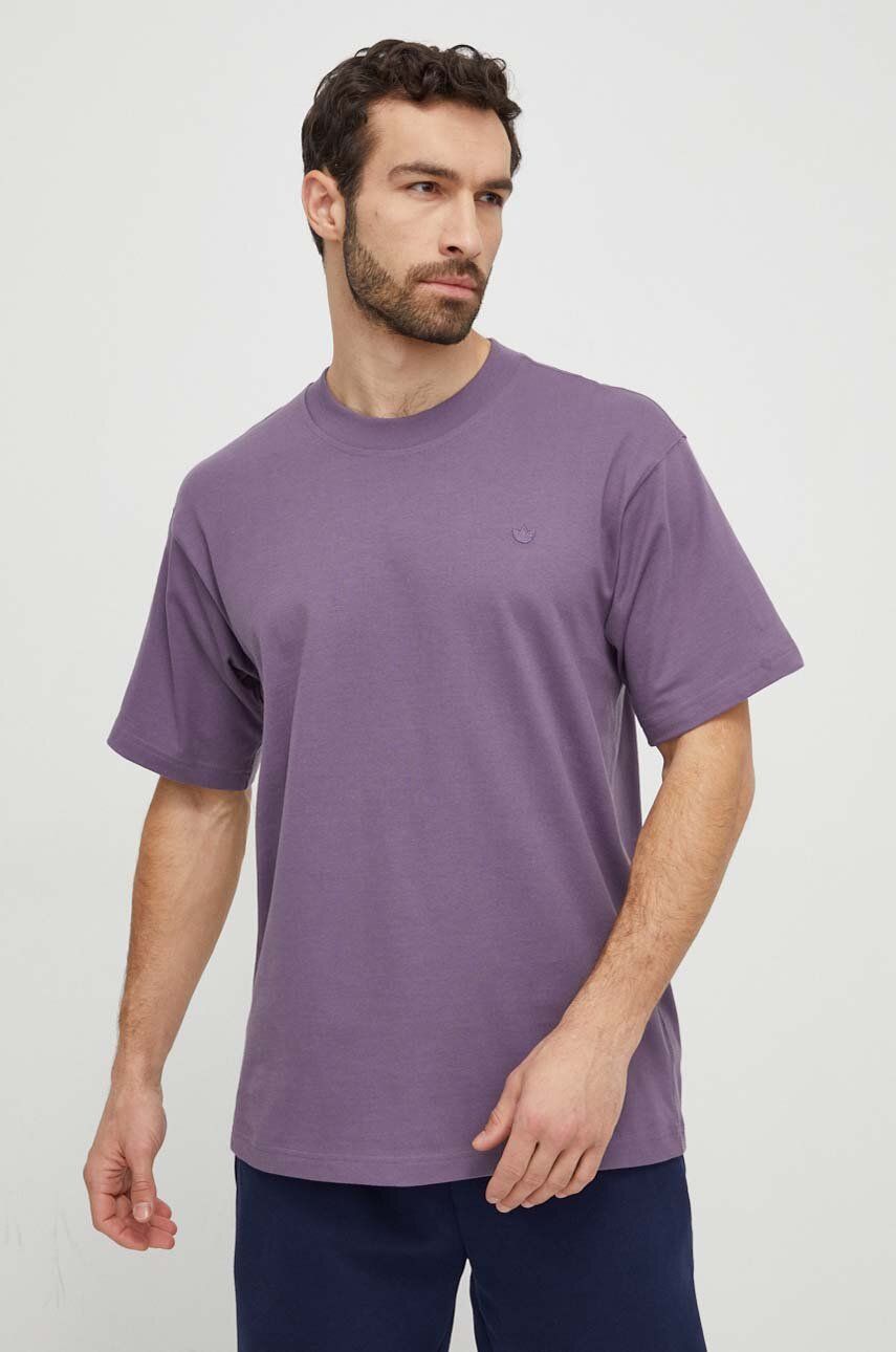 adidas Originals tricou din bumbac bărbați, culoarea violet, uni IP2772