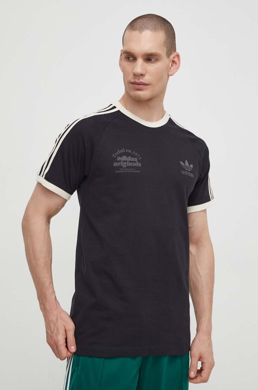 adidas Originals tricou din bumbac bărbați, culoarea negru, cu imprimeu IS1413