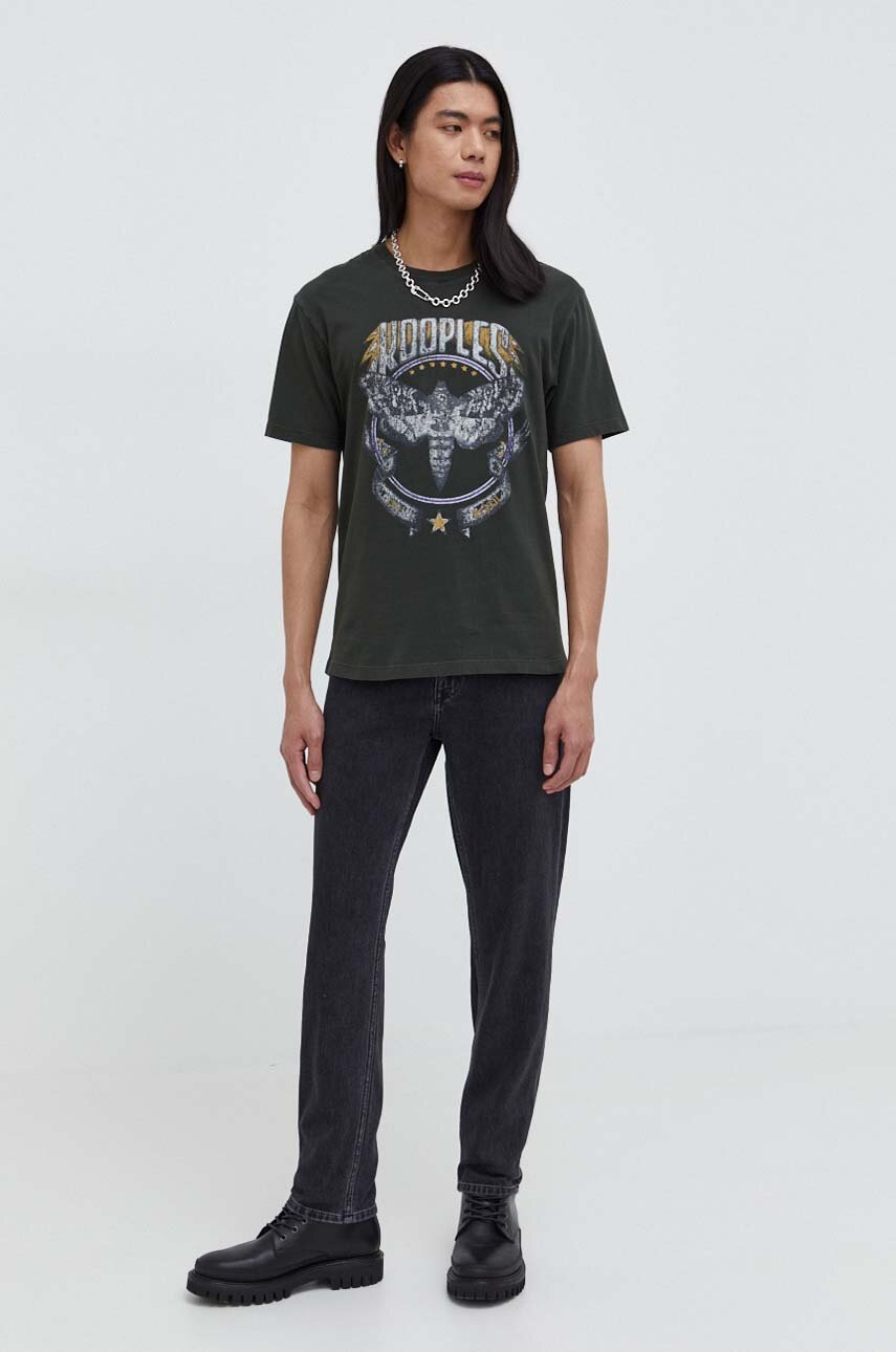 Βαμβακερό μπλουζάκι The Kooples ανδρικά, χρώμα: πράσινο φωτογραφία