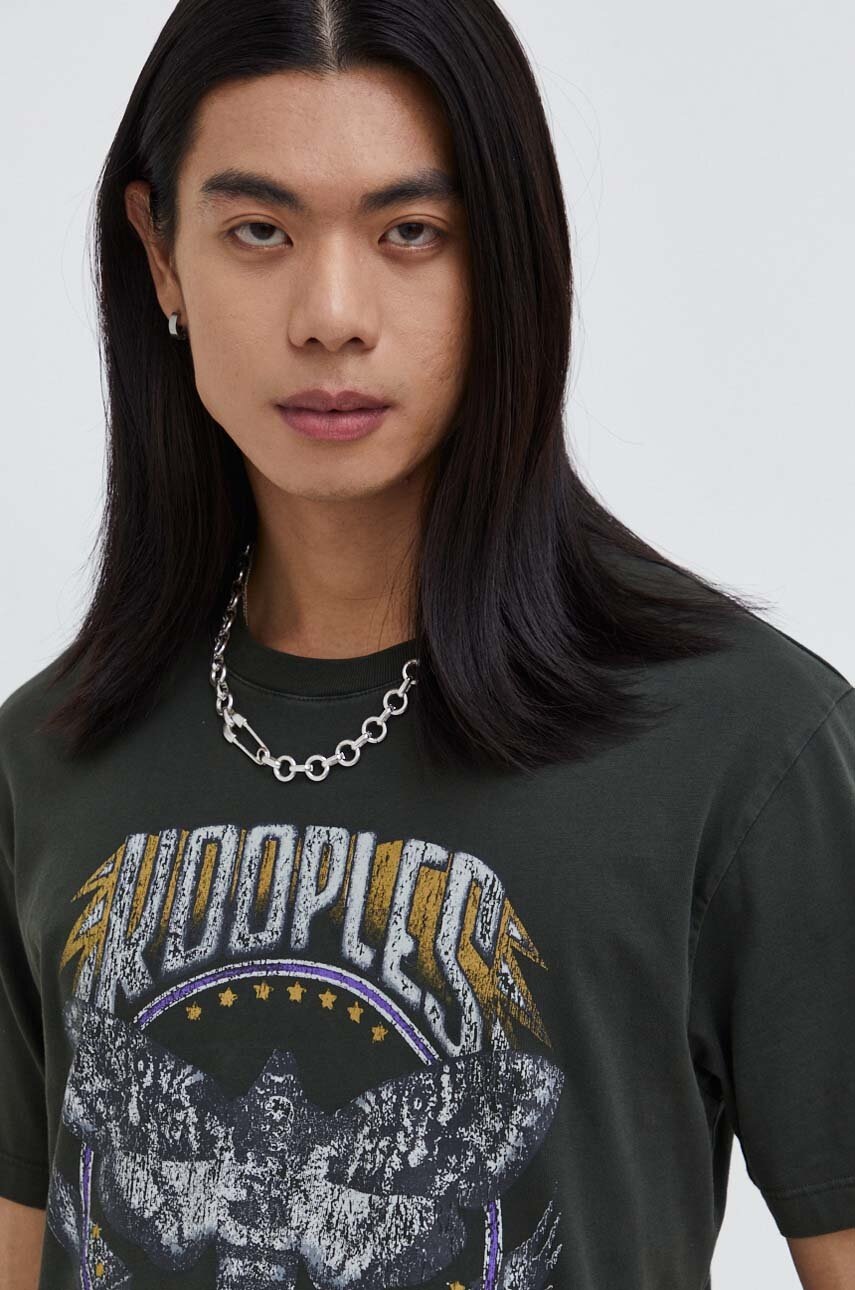 Βαμβακερό μπλουζάκι The Kooples ανδρικά, χρώμα: πράσινο φωτογραφία