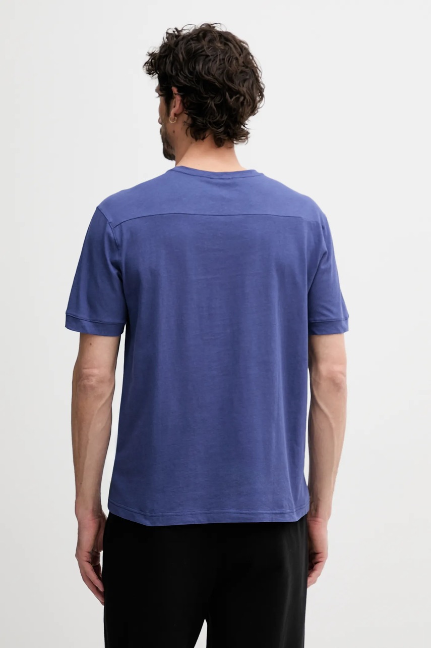 Μπλουζάκι με λινό μείγμα United Colors of Benetton χρώμα: ροζ φωτογραφία