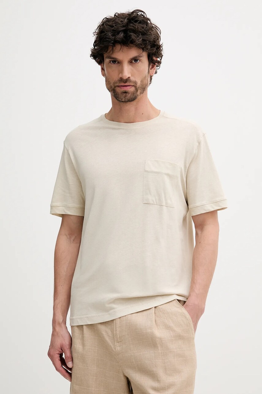 United Colors of Benetton tricou din amestec de in culoarea roz, neted United Colors of Benetton tricou din amestec de in culoarea roz, neted