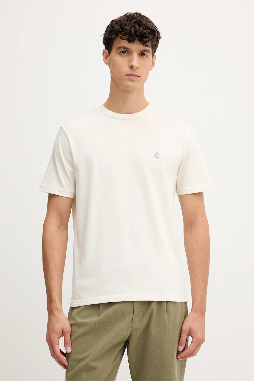 United Colors of Benetton tricou din bumbac culoarea verde, uni, 3MI5J1AF7