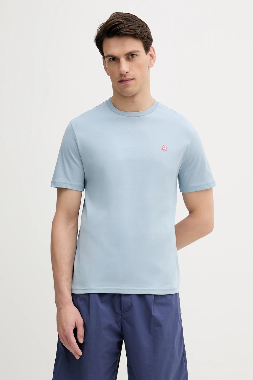 United Colors of Benetton tricou din bumbac culoarea verde, uni, 3MI5J1AF7