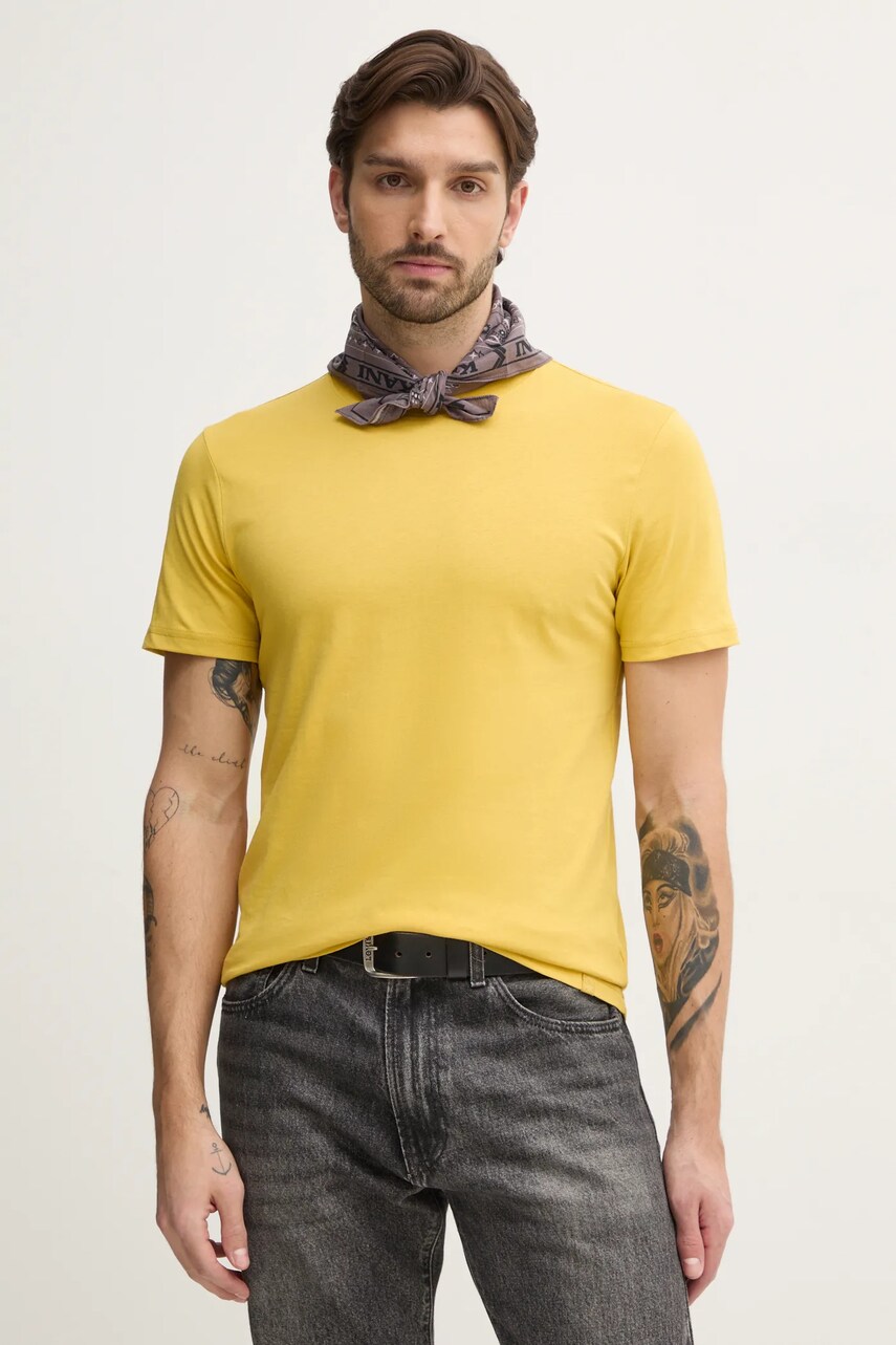 United Colors of Benetton tricou din bumbac barbati, culoarea roz, neted, 3U53J1F15