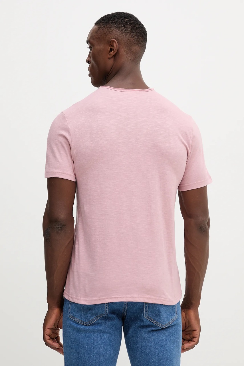 Хлопковая футболка United Colors of Benetton цвет бежевый однотонная 3JE1J19A5