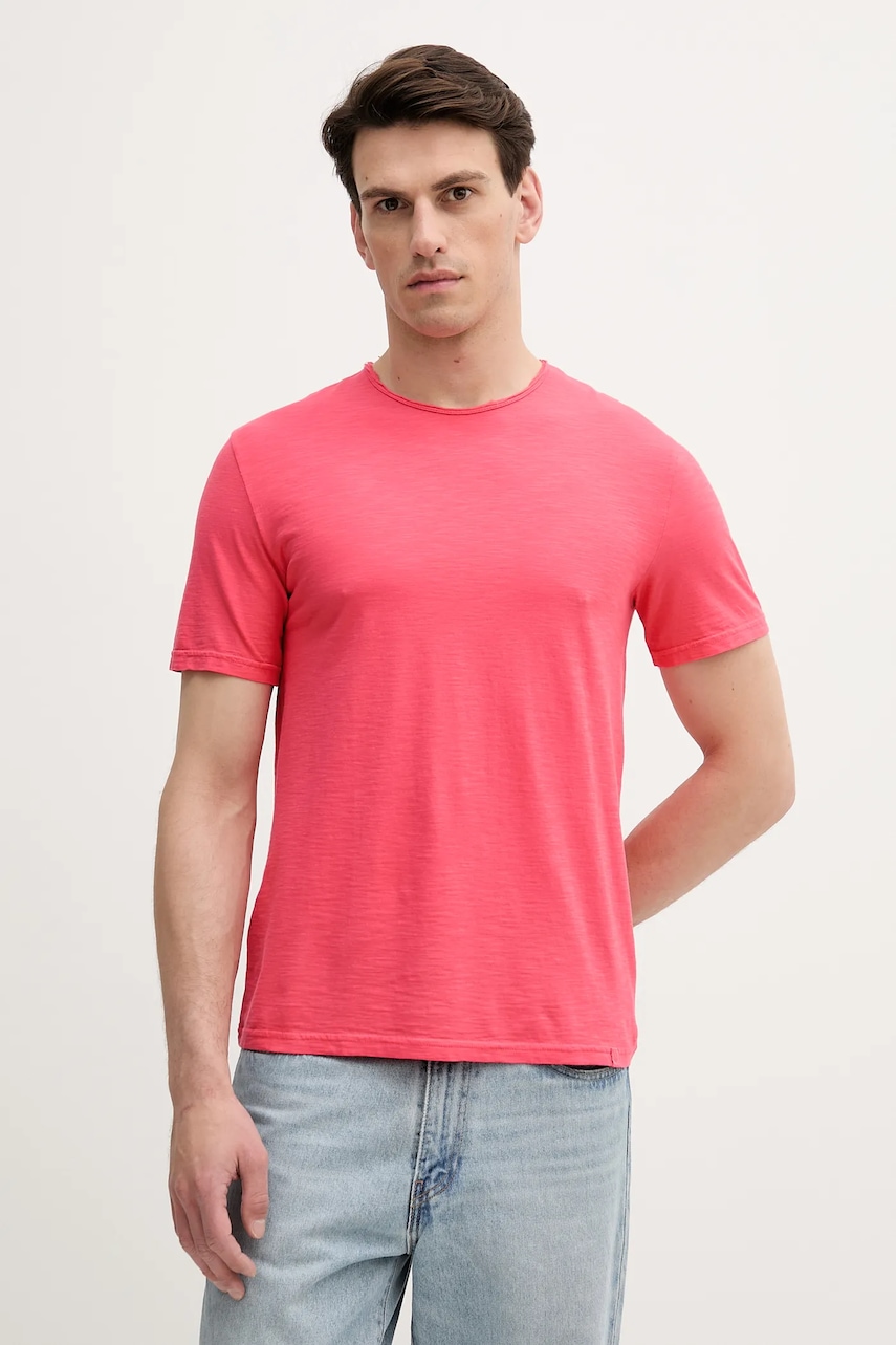 United Colors of Benetton tricou din bumbac culoarea bej, uni, 3JE1J19A5