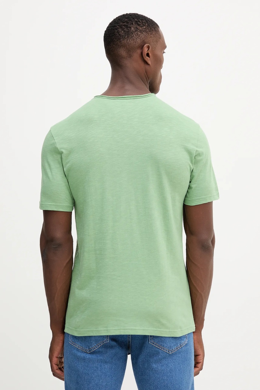 Хлопковая футболка United Colors of Benetton цвет бежевый однотонная 3JE1J19A5