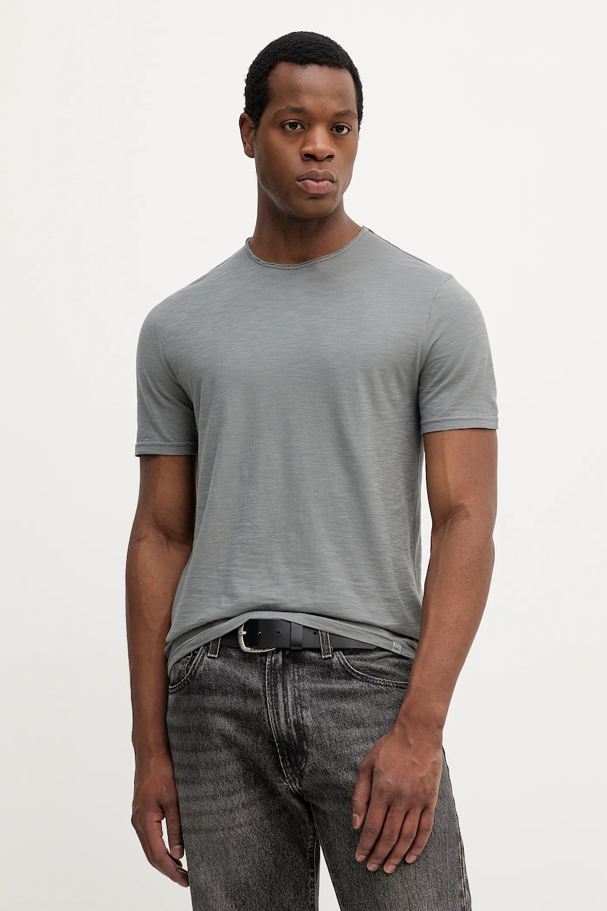 United Colors of Benetton tricou din bumbac culoarea bej, uni, 3JE1J19A5