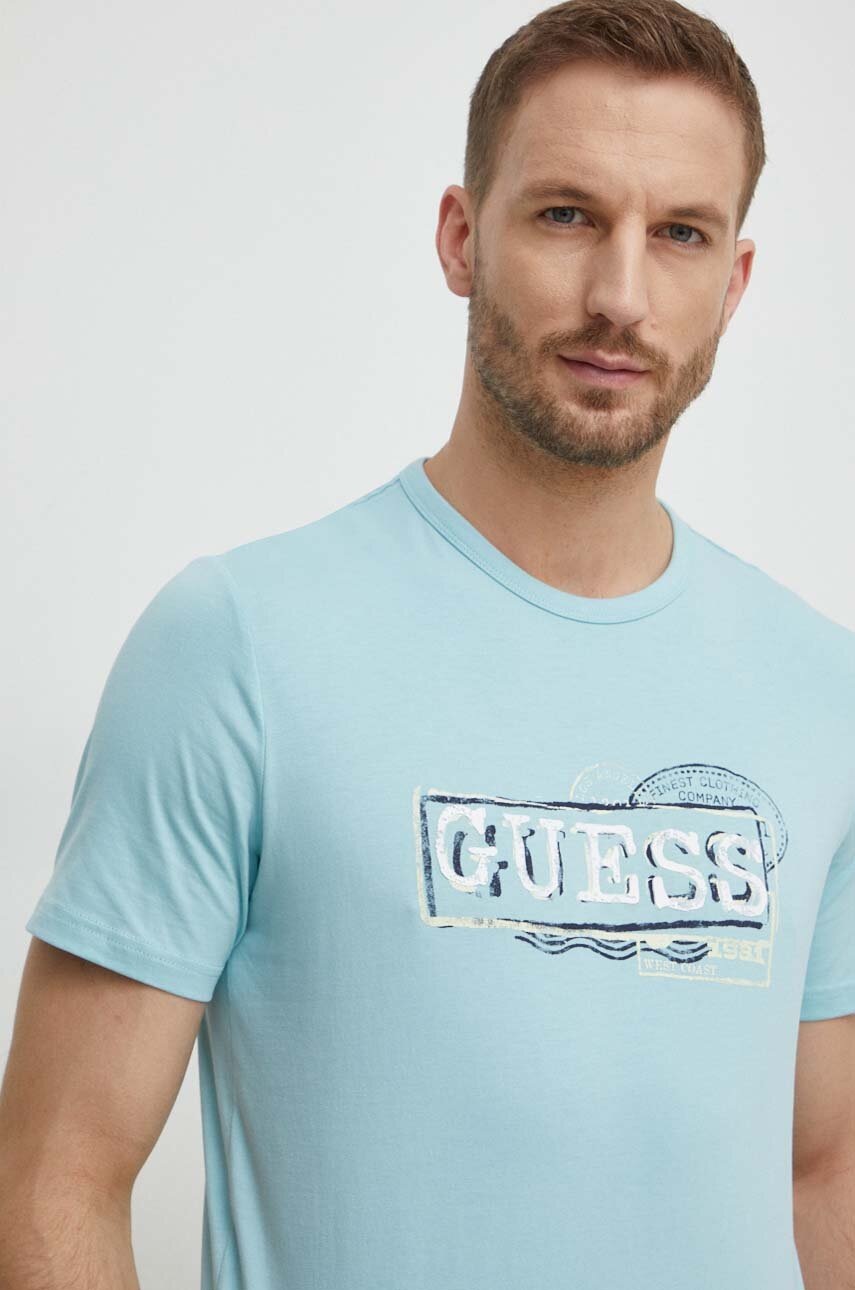 

Тениска Guess в синьо с принт M4GI26 J1314, Син