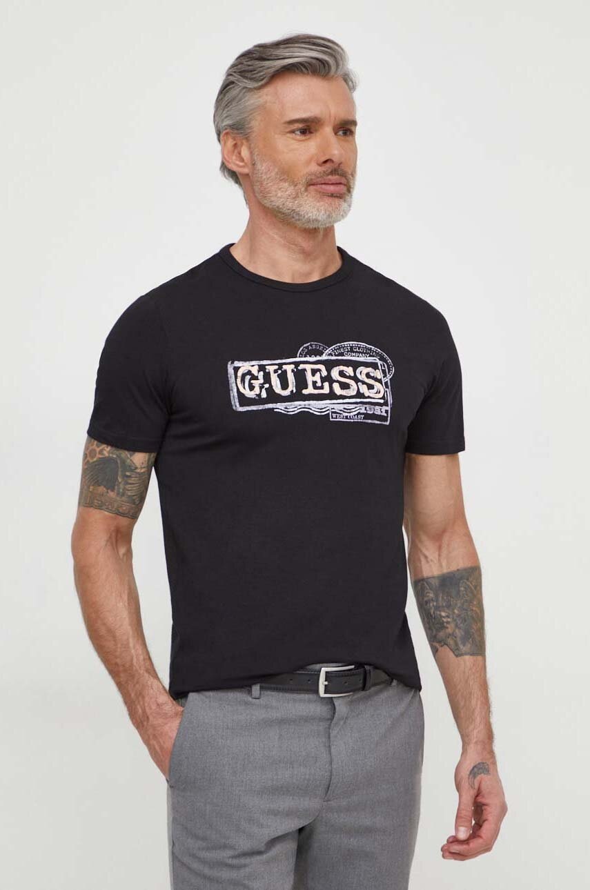 

Тениска Guess в черно с принт M4GI26 J1314, Черен