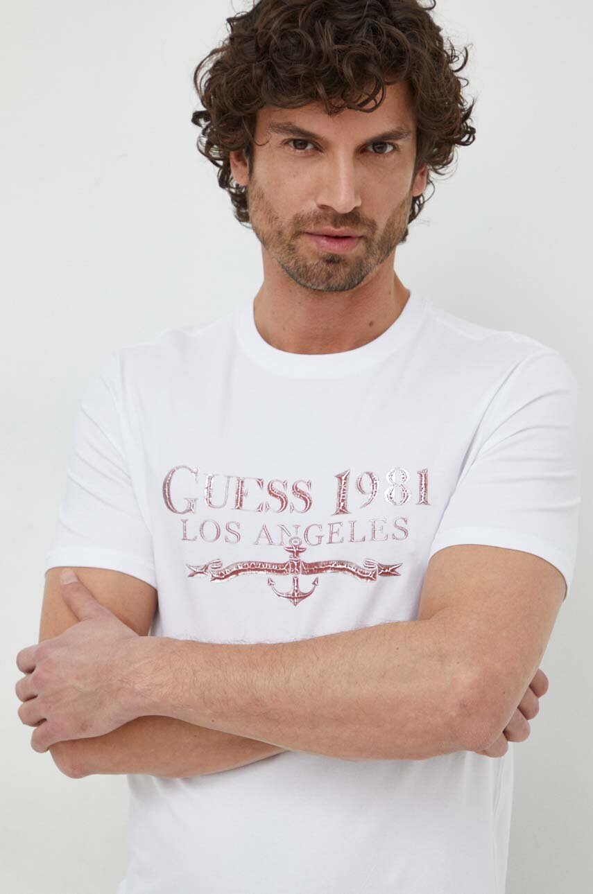 

Тениска Guess в бяло с принт M4GI27 J1314, Бял