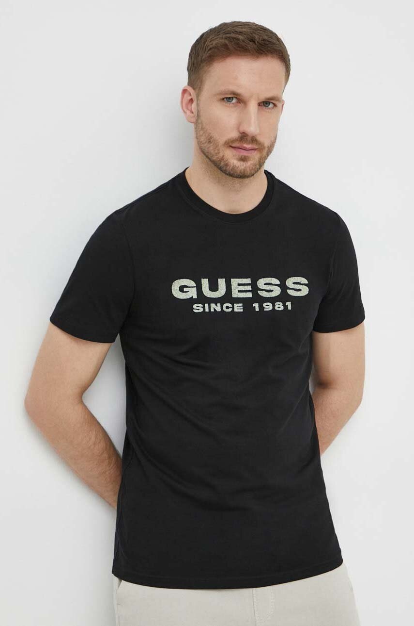 

Тениска Guess в черно с принт M4GI61 J1314, Черен