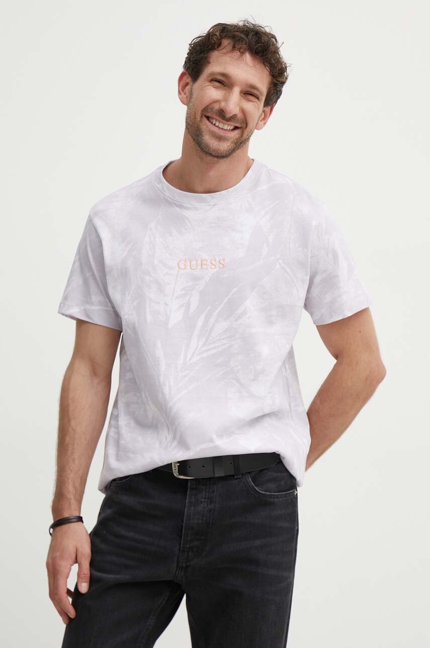 

Памучна тениска Guess в лилаво с десен M4GI13 I3Z14, Виолетов