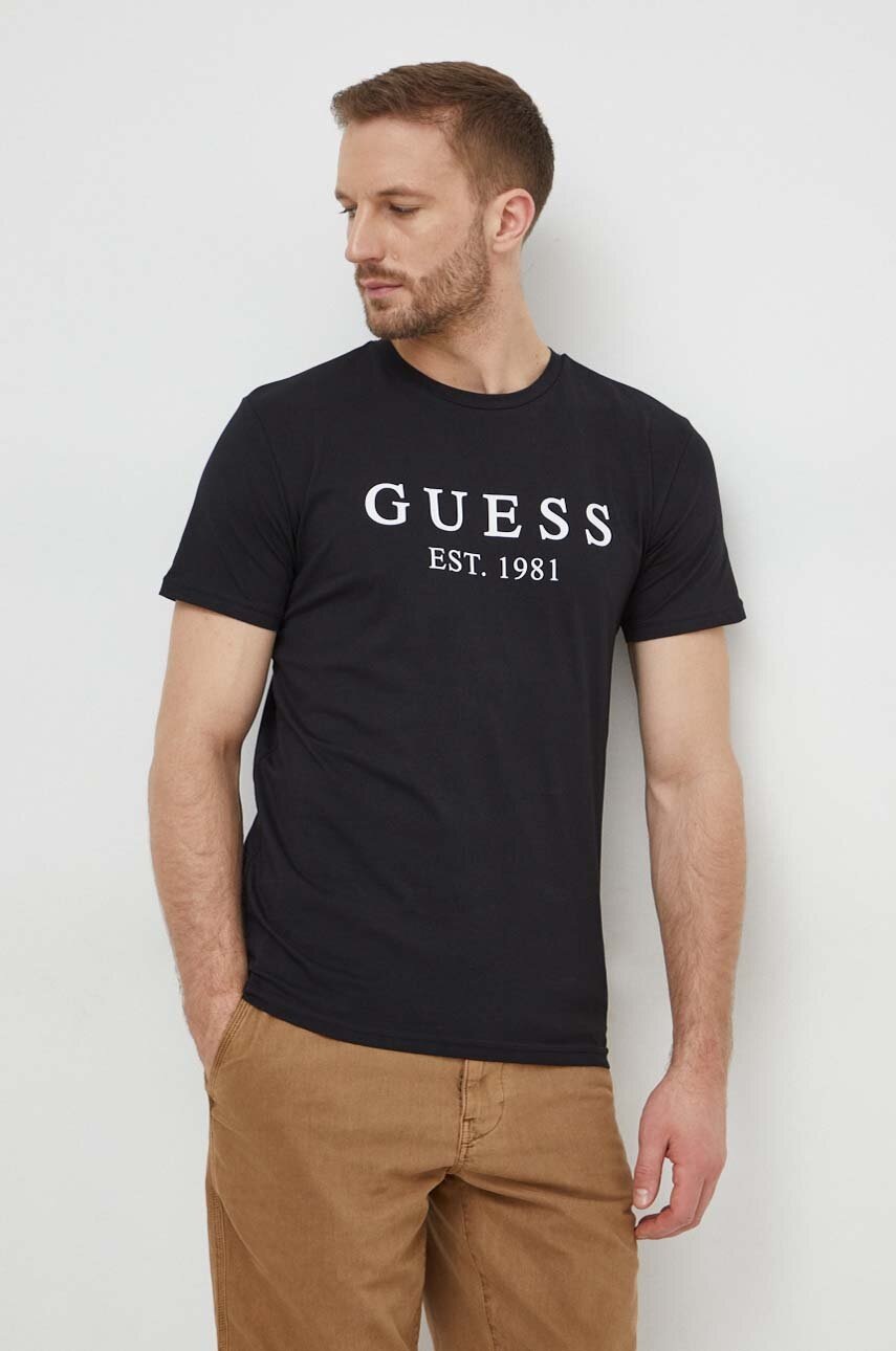 

Тениска Guess в черно с принт U4RI22 K6YW0, Черен
