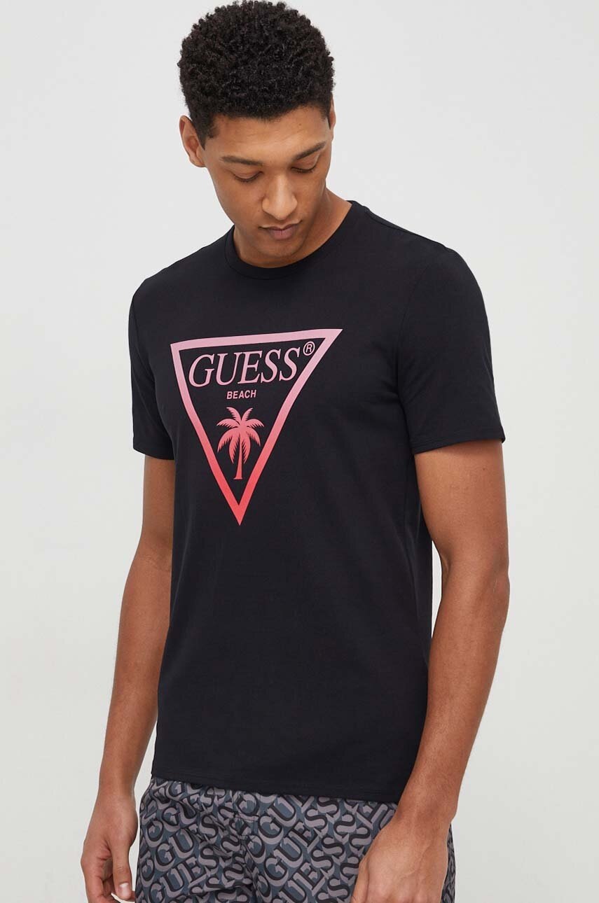 

Тениска Guess в черно с принт F4GI00 J1311, Черен