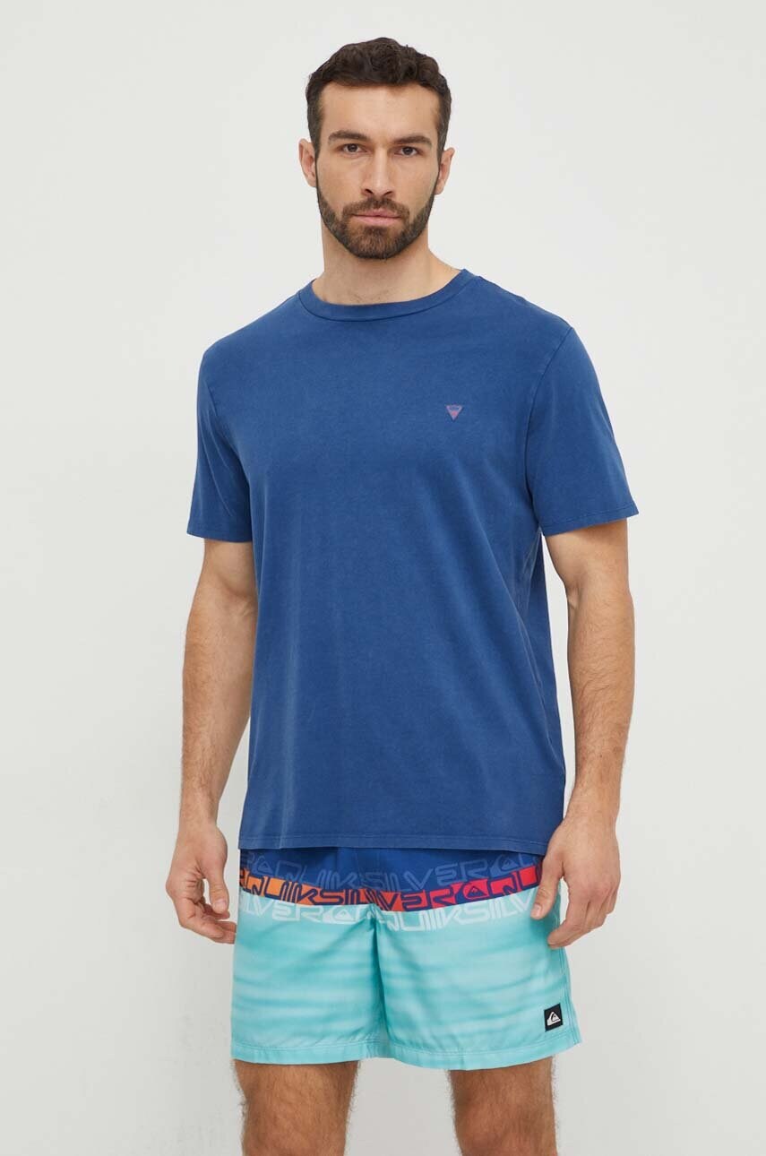 Levně Bavlněné plážové tričko Guess tmavomodrá barva, F4GI09 KA260