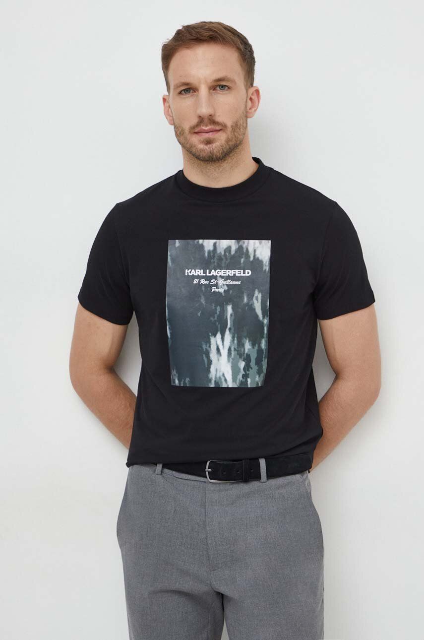 Levně Bavlněné tričko Karl Lagerfeld černá barva, s potiskem