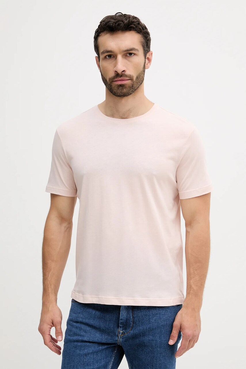 United Colors of Benetton tricou din bumbac culoarea bej, uni, 3P7XU1058