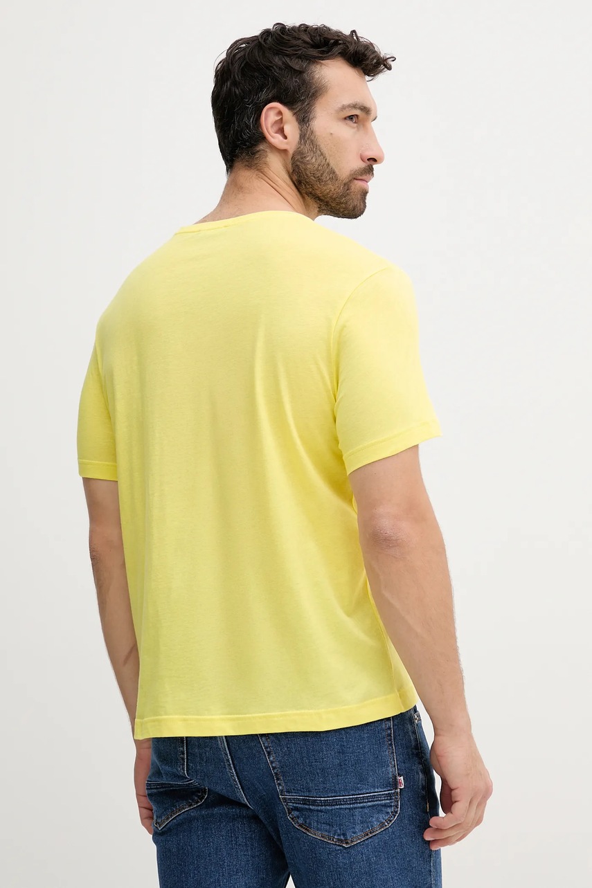 Хлопковая футболка United Colors of Benetton цвет бежевый однотонная 3P7XU1058