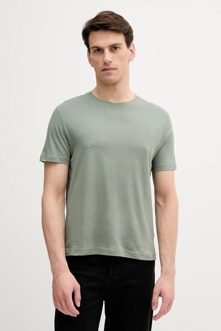 United Colors of Benetton tricou din bumbac culoarea bej, uni, 3P7XU1058