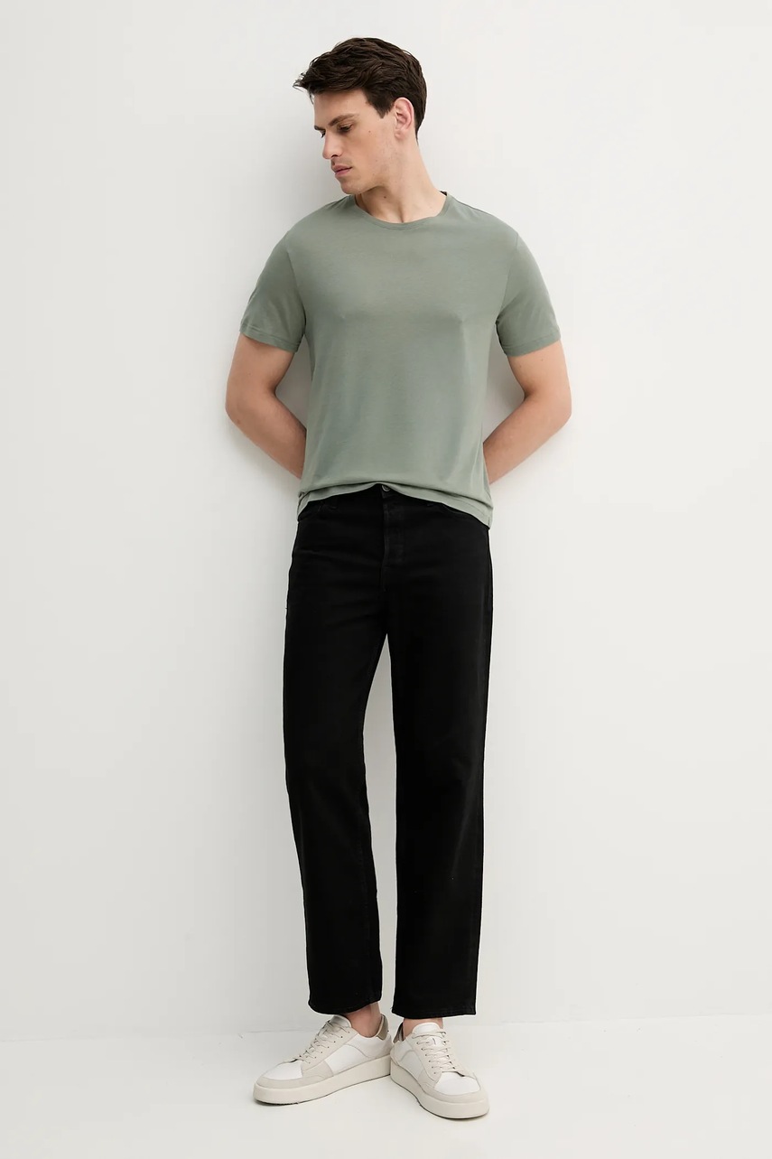 Хлопковая футболка United Colors of Benetton цвет бежевый однотонная 3P7XU1058