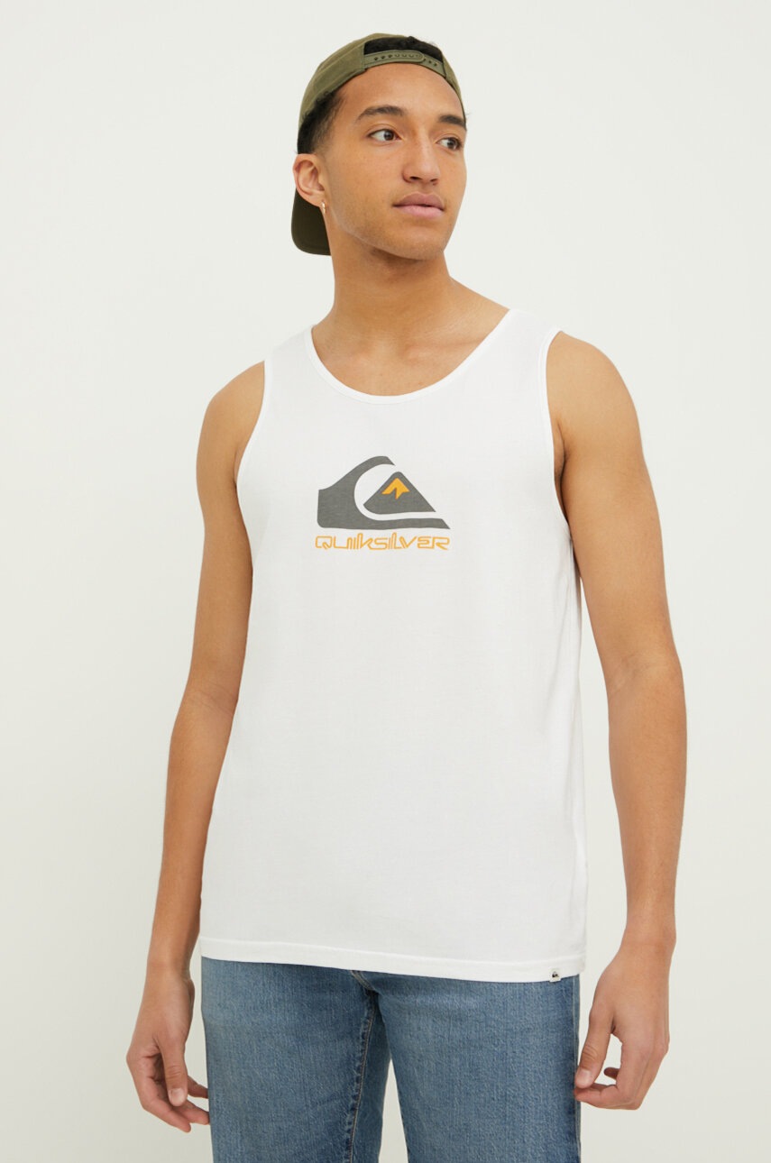 Quiksilver tricou din bumbac barbati, culoarea alb