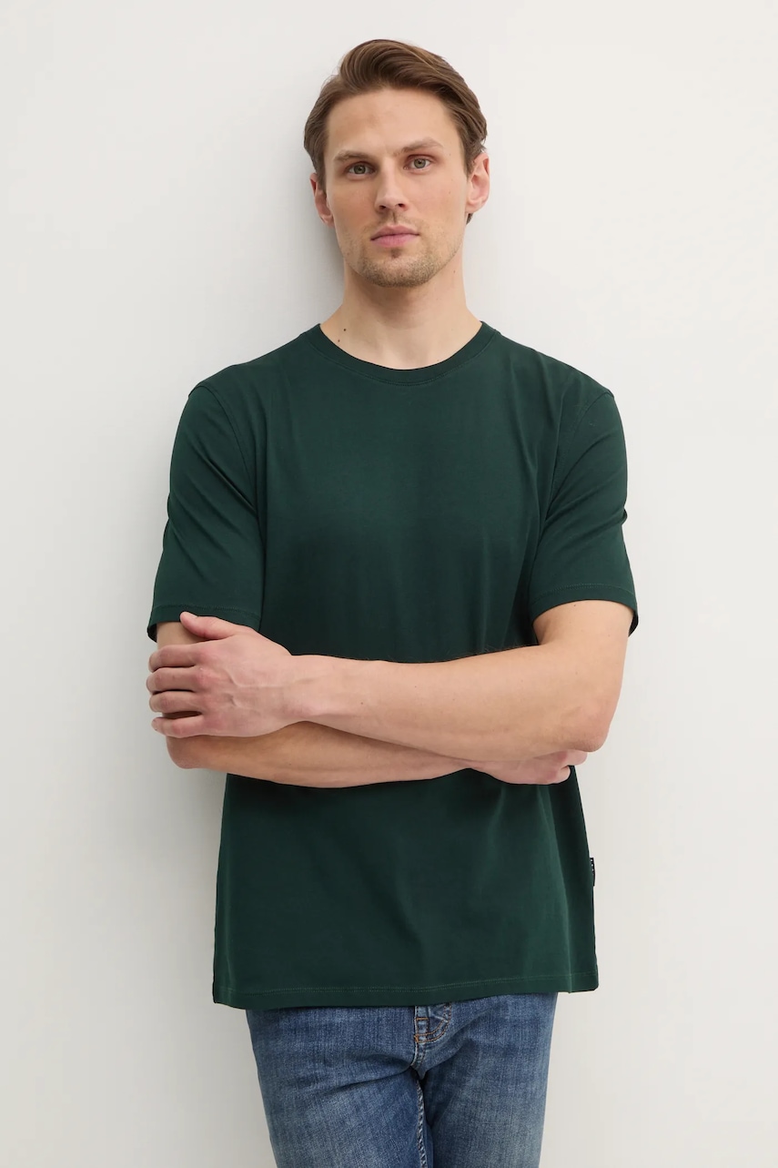 Sisley tricou din bumbac barbati, culoarea verde, neted, 3I1XS101J