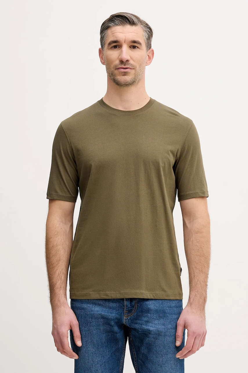 Sisley tricou din bumbac culoarea verde, uni, 3I1XS101J