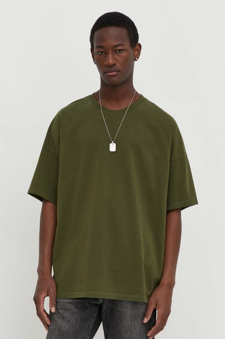 Levně Bavlněné tričko American Vintage zelená barva