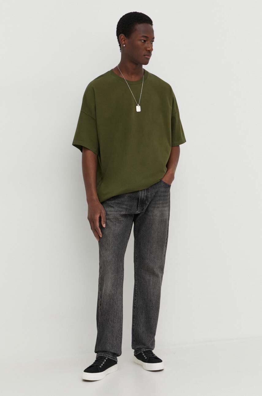 Βαμβακερό μπλουζάκι American VintageT-SHIRT ML COL ROND ανδρικά, χρώμα: πράσινο MFIZ02AE24 φωτογραφία