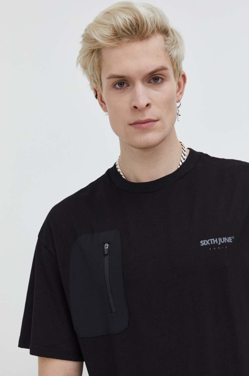 Βαμβακερό μπλουζάκι Sixth June ανδρικά, χρώμα: μαύρο φωτογραφία