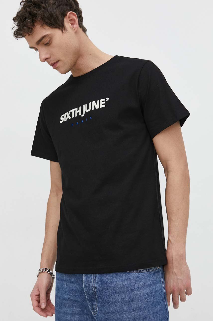 Sixth June tricou din bumbac barbati, culoarea negru, cu imprimeu