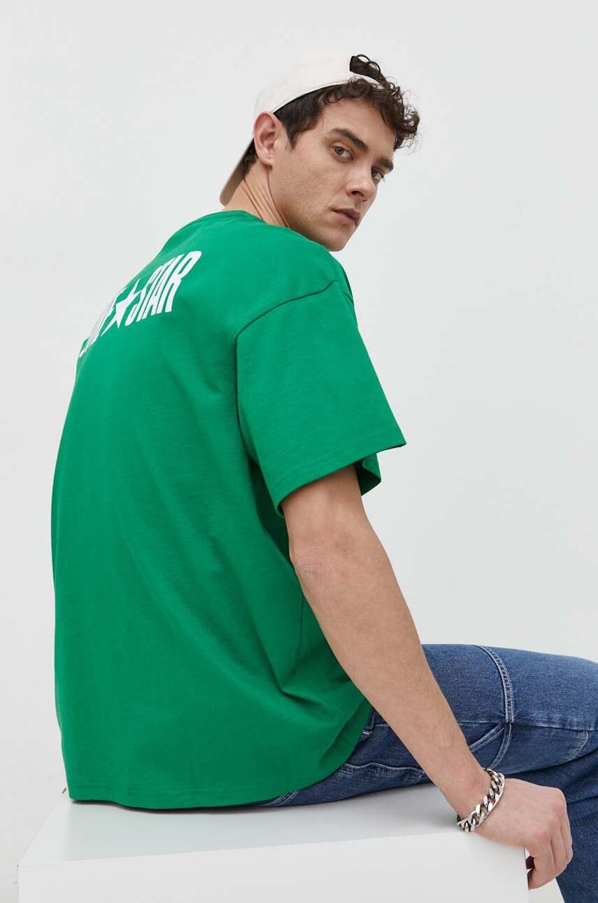 

Памучна тениска Converse в зелено с принт, Зелен