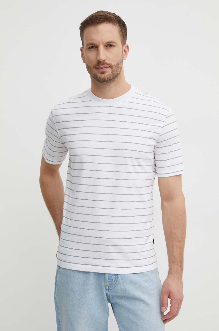 Sisley tricou din bumbac barbati, culoarea alb, modelator