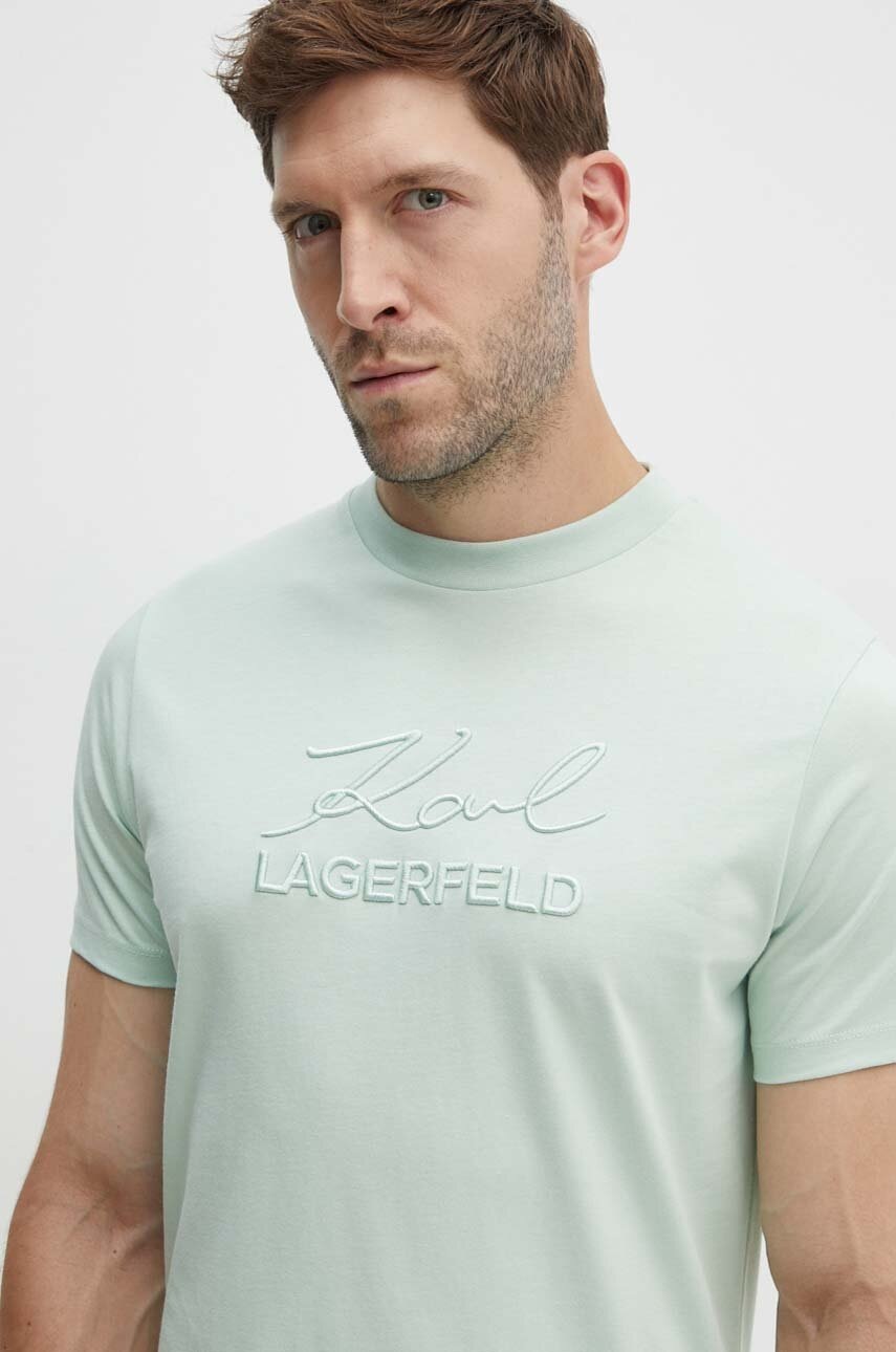 

Памучна тениска Karl Lagerfeld в зелено с апликация 542225.755030, Зелен